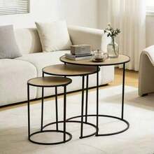 Nordic And Japanese Style Creative Round Coffee Table Bedside Table Three Pieces Combination Corner Table Side Cabinet High-End Alphabet Table - Camel - View 2