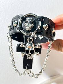 Punk Style Black Resin Bracelet Set Y2K Silver Chain Star Sequin Decor Stackable Bracelets Gothic Style Cool Girl Daily Jewelry Gift - Multicolor a - View 6