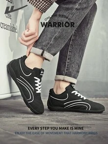 Giày board nam Warrior phong cách tối giản thoải mái, sneaker casual thanh lịch, bền bỉ, phù hợp đi cả ngày, dùng cho tập luyện và chạy bộ, phù hợp xuân hè và quanh năm - màu đen - Xem 6