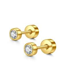 2pcs Elegant Studs Earring For Women Fashion Butterfly Moon Ear Stud Cubic Zirconia 20G Studs Earring Jewelry - Gold - View 11