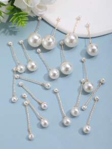 18pcs Multi Combination Faux Pearl Soft Hairpin, Suitable For Simple Headwear For Weddings, Daily Life, Parties, And Festivals - Gold - View 5