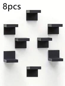 6pcs/2pcs/1pc Deep Black Thickened Wall-Mounted Storage Rack, Modern Floating Display Shelf, Space-Saving Narrow Shelf With Iron Plate Support, Screw Fixed, Suitable For Home And Office - Multicolor - View 19