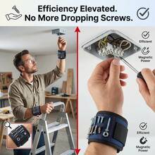 1pc Magnetic Tool Wristband, 1680D Wear-Resistant Oxford Fabric With Strong Magnetic Adsorption, Adjustable Hook And Loop, Breathable Mesh Lining, Anti-Drop Screw Nut Drill Bit Portable Storage, Suitable For Car Repair, Ceiling Installation, Woodworking, Electrical Maintenance, Auto Mechanic, Electrician, Decoration Master, DIY Craft Enthusiast, Magnetic Tool Wristband Hardware Small Parts Portable Tool Storage - Blue - View 2