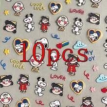 SNOOPY 1 pieza Pegatina de arte de uñas con relieve 3D de dibujos animados lindos [Estilo aleatorio] - Multicolor - Ver 8