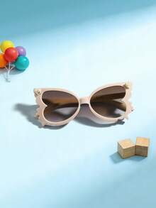 1 PC Girls 6-9Y Butterfly Fashion Glasses Off-White Neon Pink Lightweight PC Frame Gradient Lens Cute Sweet For Activities Parties With Glasses Box - Multicolor - View 5