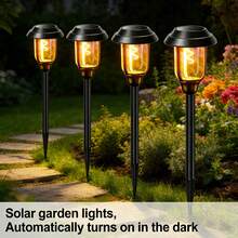 4pcs Solar Outdoor Lights - LED Solar Torch Lights With Flickering Flame, Solar Lawn Lights, Solar Pathway Decorative Lights, Suitable For Garden Decoration Upgraded Pathway Lighting Outdoor Decorative Lights, Used For Outdoor Yard Patio Lawn Torch - One Size Fits All - View 3