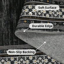 Techigher Modern Washable Area Rug - Non Slip Geometric Bordered Living Room Carpet, Foldable Thin Low Pile Floor Cover For Bedroom, Kitchen, Dining Room - Black - View 6