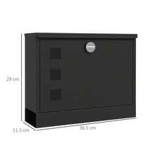 Wall Mounted Letterbox, Lockable Outdoor Mailbox With Viewing Windows And 2 Keys, Steel Post Box For Home Entrance, Black - A - View 7