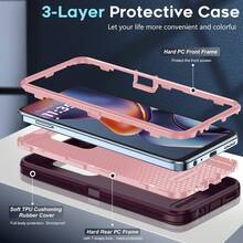 Anti-Drop Anti-Shock Anti-Wear Full Body Protection Phone Case, Durable And Sturdy, 3-In-1 Protective Case Compatible With Iphone, Galaxy And Other Phones - Wine Pink - View 37