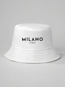 1 buah Topi Ember Unisex Motif Huruf MILANO, Cocok Untuk Perjalanan Luar Ruangan, Liburan Pantai, Perlindungan Matahari, Liburan dan Paduan Mode Kasual, Hadiah Liburan Terbaik - MultiWarna - View 2