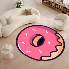 1pc - Pink Donut Pattern, Cartoon Style, Cute And Playful, Round Design Suitable For Living Room, Bedroom, Kitchen, Office - Modern Farmhouse Style Rug Available In Multiple Sizes - Multicolor - View 1