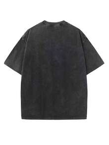 Street-Style Retro-T-Shirt mit kreativem Musterdruck für Herren, breiter Rundhalsausschnitt mit kurzen Ärmeln, weich und bequem für gute Atmungsaktivität. - Schwarz - Übersicht 2