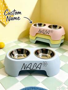 Personalized Non-Slip Pet Bowl (Customizable Name) - Cat Feeding Bowl/Pet Gift, Suitable For Cats And Dogs, Can Hold Food Or Water; Also Available In Various Dog Toys And Multiple Dog Bowl Styles. Ideal Gift For Pet Lovers, Whisker-Friendly - Multicolor - View 3