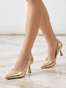 Fashionable & Comfortable High-End High Heel Party/Evening Shoes For Women - Gold - View 4