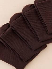 1/3/12/20 Pairs Unisex Solid Color Maillard Brown Comfortable High Elastic Mid-Calf Socks, Suitable For Commuting, All-Season Wear, Moisture-Wicking, Breathable - Rust Brown - View 2