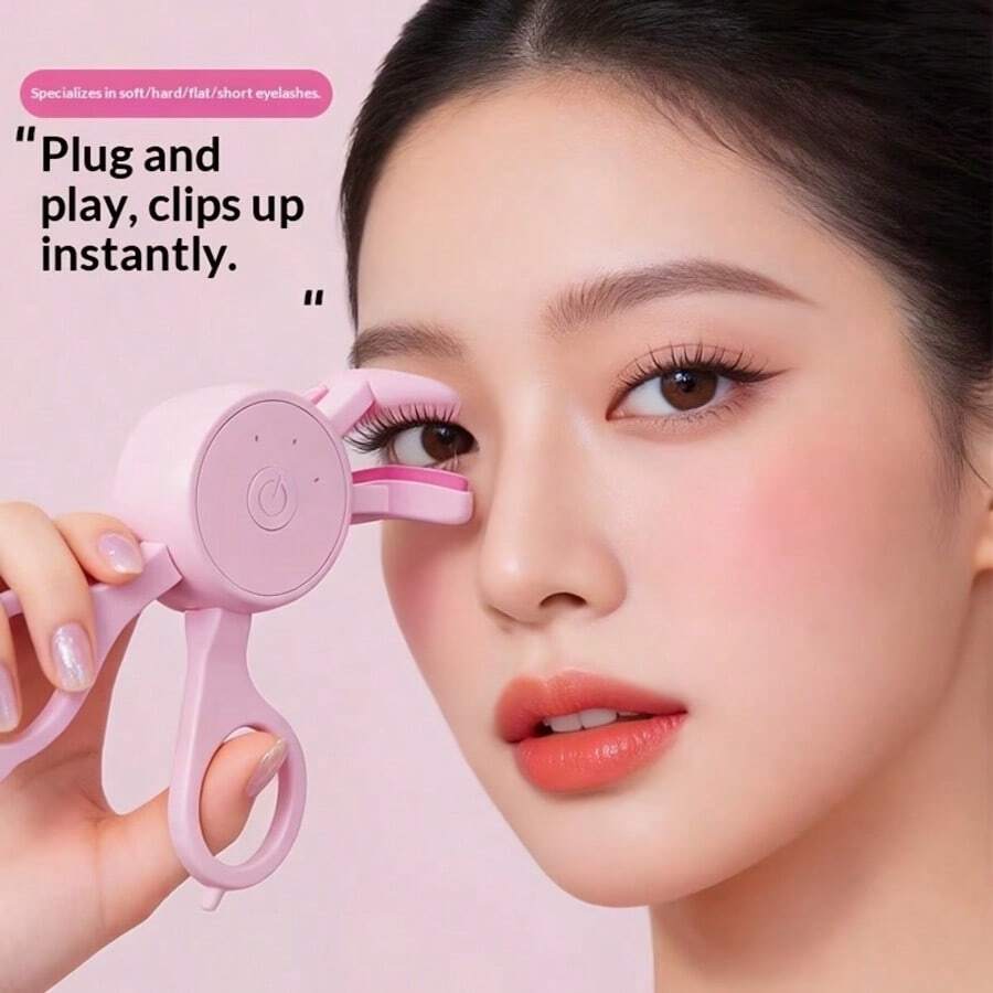 Fast Effect Electric Eyelash Curler, Rechargeable Heated Eyelash Curler, USB Type C, Temperature Control To Prevent Burns, Provides Long-Lasting Curl, Suitable For All Eye Shapes, Suitable For All Eyelash Types, Makeup Essential, Portable Mini Travel Size