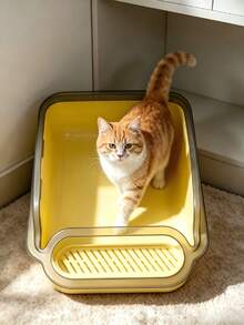 Open Top Cat Litter Box, Anti-Splash High Rim With Litter Trapping Step, Detachable Washable Large Tray, Indoor Living Room Bedroom Bathroom Use, For Kittens Adult Medium Large Cats - one-size - View 3