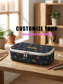 1pc Customized Embroidered Name Pencil Case, Can Be Customized According To Your Unique Design, Perfect For Children To Store Pencils, Print Your Own Name Or Print Your Sister's And Classmates' Names As Gifts For Them - Multicolor - View 12