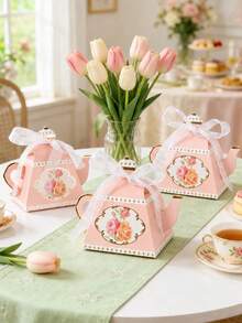10pcs Teapot Shaped Gift Boxes, Spring Afternoon Tea Gift Candy Cookie Packaging Boxes, Elegant Paper Gift Packaging Boxes, Birthday Wedding Party Decoration Supplies, Baby Shower Party Decoration, Gender Reveal Party Decoration Supplies, Family Gathering Gift Packaging Supplies, Baby Girl First Birthday Party Decoration, Wedding Small Gifts, Tabletop Decoration, Home Decor, Spring Event Accessories, Party Small Gifts - Pink Teapot - View 2