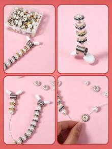 Bead Stopper Spring Clamp, Jewelry Making Bead Stopper, Spring Bead Clamp With White Handle, Creative Wire End Bead Clamp, Jewelry Making Tool To Prevent Beads From Falling, Suitable For Handmade Bracelets And Necklaces - Multiple Styles - View 3