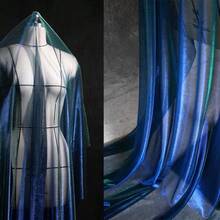 1pc Gradient Dual-Color Mesh Fabric, Laser Textured Sheer Long Dress Shawl Creative Handmade Fabric - Multicolor - View 3