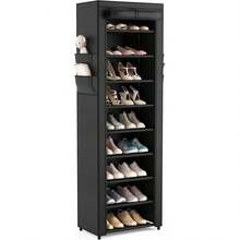 Vertical Shoe Rack With Protective Cover, 9-Tier Large Capacity Shoe Organizer With Side Pockets For Entryway, Home, And Small Apartment - View 3