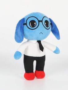 BIUBLIULAND Boneka Anjing Lucu Bertelinga Panjang Biru Ukuran 10 Inci, Boneka Hewan Kartun Lembut dengan Kacamata/Tongkat Penopang, Mainan Figur Karakter Game Lucu dan Menyeramkan untuk Hadiah Anak-Anak Penggemar - MultiWarna - View 2
