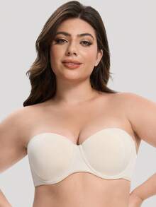 MELENECA Women's Strapless Bra For Large Bust Back Smoothing Plus Size With Underwire - Champagne - View 7