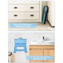 yoonispro 9/11/13 Inch Heavy Duty Folding Step Stool, Collapsible Plastic Stool With Non-Slip Design, Suitable For Kitchen, Bathroom, Bedroom, Adult Use (Blue And Pink, 1pc) - Multicolor - View 3