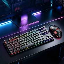 AULA 104-Key Wired Gaming Keyboard RGB Backlit USB External Keyboard Mouse Computer PC Laptop Original Black/White Mechanical Feel Keyboard - View 2
