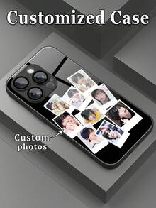 1pc Customized Phone Case, DIY Multi-Photo Daily Life, Family, Couple, Pet Creative Phone Case, Compatible With Samsung S24 Ultra/S25 Ultra And Apple 17 ProMax/16 ProMax/15 Pro/14 Plus/13 Pro/12 Pro Max/11/Xs Max/8/7/6 Plus, Best Gift For Boyfriend/Girlfriend - Black - View 1