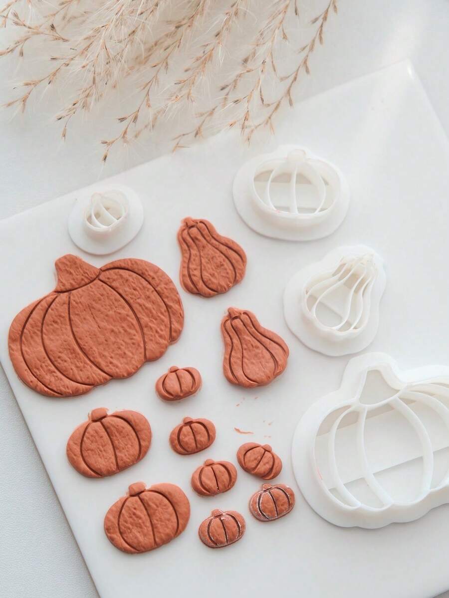 Autumn Pumpkin Polymer Clay Mold Set, Harvest Theme Molds, Suitable For Halloween And Thanksgiving Earring DIY Crafts - White - View 1
