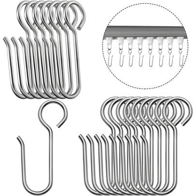1/10/40/60Pcs Metal Curtain Track Hooks, Hanging Hardware Curtain Hooks Accessories, Universal Shower Curtain Hooks, Multi-Purpose Drape Hangers For Car Window Curtain Track Bathroom Shower Decor