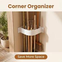 Wall-Mounted Corner Tool Storage Rack, Drill-In Pole Organizer, Suitable For Garage, Workshop, Yard - A - View 2
