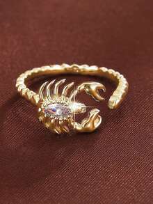 1pc Elegant Cubic Zirconia Ring Women's Party Jewelry Halloween Gift - Golden Yellow + White - View 2