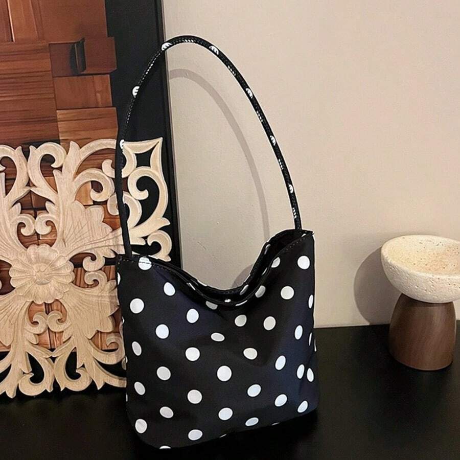 Polka Dot Print Magnetic Closure Underarm Small Bag, Niche Minimalist Versatile Women's Commuter Shoulder Bag, Lightweight Daily Outing Handbag, Gift Bag - Multicolor - View 1