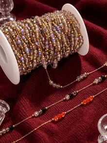 1m Stainless Steel 18K Gold Plated "Charm Color" Red Crystal Bead Necklace And Bracelet DIY Jewelry Making Kit - Chain - View 4