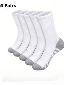 1/5/10/20 Pairs Men's Mid-Calf Socks, Moisture-Wicking, Breathable, Fashionable, Comfortable, Soft, Business & Sports - Multicolor - View 21