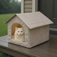 Outdoor Air-Conditioned Cat House Designed For Cats, Comfortable Warm Cat Bed With Windproof Curtain Opening, Waterproof Sun-Proof Wind-Proof Snow-Proof Pet House, Durable Non-Collapsing Cat Nest Suitable For All Seasons - one-size - View 7