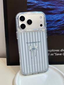 1 buah Casing Ponsel Logam Transparan dengan Motif Pita Bergaris, Dipersonalisasi untuk iPhone 16 Pro Max, 17/16/15/14/13/12/11, Pelindung, Tahan Udara - MultiWarna - View 3