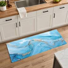 1 pieza Alfombrilla de drenaje de cocina de tierra de diatomeas con patrón de mármol azul & blanco y dorado, alfombrilla absorbente de secado rápido y antideslizante para cafetera y alfombrilla de secado de platos, adecuada para encimera de cocina y mesa de comedor - Multicolor - Ver 13