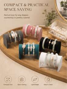 Velvet Watch Display Stand, Multi-Functional Jewelry Bracelet Storage Rack, Soft Flannel Jewelry Display Stand, Suitable For Watches, Bracelets, Necklaces, Rings, Countertop Decor Props, Retail Store And Home Jewelry Storage Organizer - Multicolor - View 7
