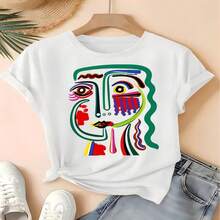 Casual Crewneck, I Love My Cat, 100% Cotton, Oversized, Soft Breathable, Short Sleeve Top, Kawaii, Summer Vibes, Cat Lovers, Streetwear - 白色 - 查看 1