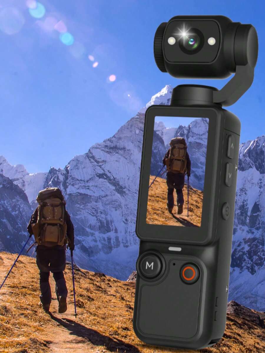 Portable High-Definition Night Vision Sports Camera, 180° Rotatable Lens - Hands-Free Wearable Camera For Cycling, Hiking And Sports Recording, Rechargeable, Video Diary Camera, Pocket-Sized Stabilizer Camera With 180° Rotation, Full-Body Filming, Suitable For Video And Recording, Perfect For Life Recording And Travel, 2000mAh