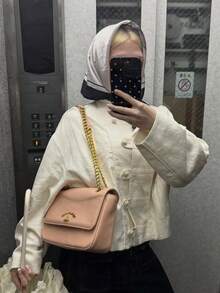 FGGG Women's Spring/Summer Drop-Shoulder Long Sleeve Small Stand Collar Elegant Old Money Style Short Woven Jacket, Beige - Beige - View 1