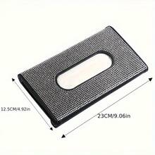 1pc [Shiny Rhinestone Box]Rhinestone Car Sun Visor Tissue Box - Shiny Car Interior Decoration - Shiny Seat Back Tissue Storage Bag Napkin Holder - A - View 7