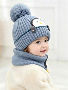 Infant & Toddler Knitted Hat And Scarf Set, Warm And Comfortable, Suitable For Boys And Girls Aged 1-5, For Autumn And Winter - Multicolor - View 6