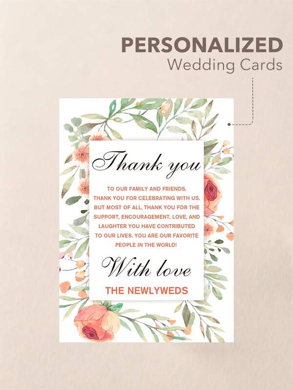 Personalized Wedding Thank You Cards, Customizable Text And Multiple Design Templates, Elegant Modern Vintage Desktop Decor Cards, Romantic Desktop Decoration And Party Favors, Suitable For Weddings, Anniversaries, Birthdays, Expressing Heartfelt Gratitude