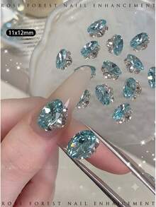 5/48Pcs Lake Blue No-Base Finished Rhinestone Ball Nail Art Decor, Blue Pigeon Egg Rhinestone Ball Nail Art Decoration - Multicolor - View 4