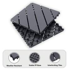 Interlocking Courtyard Deck Tiles Set | 12-Inch Weather-Resistant Plastic Outdoor Flooring | Suitable For Garden, Balcony, Poolside - Diagonal Six-stripes - View 7